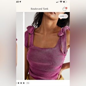 Free People Boulevard tank. Tie strap raspberry